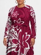 "Lehua" Long Sleeve Midaxi Dress — standing, angled view on model