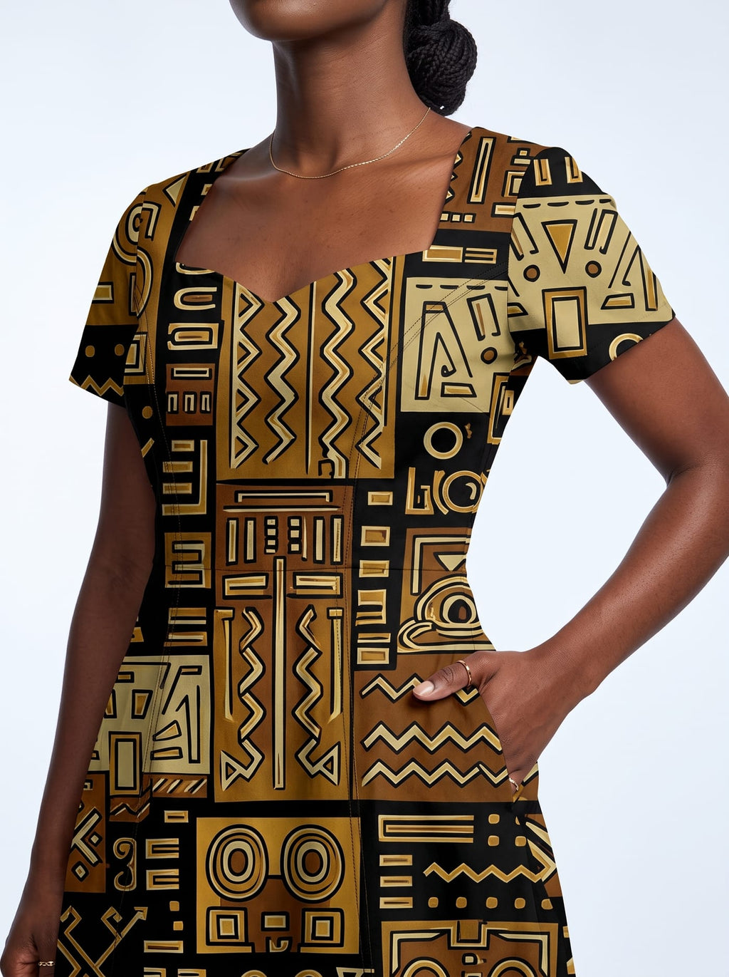 "Sankofa" Sweetheart Midi Dress