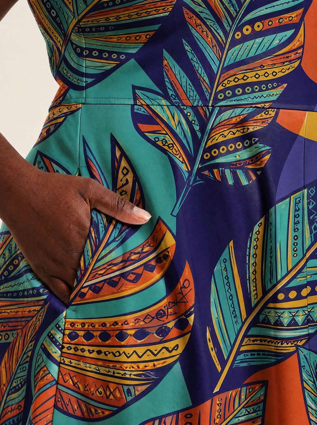 "Majani" V Neck Midi Dress