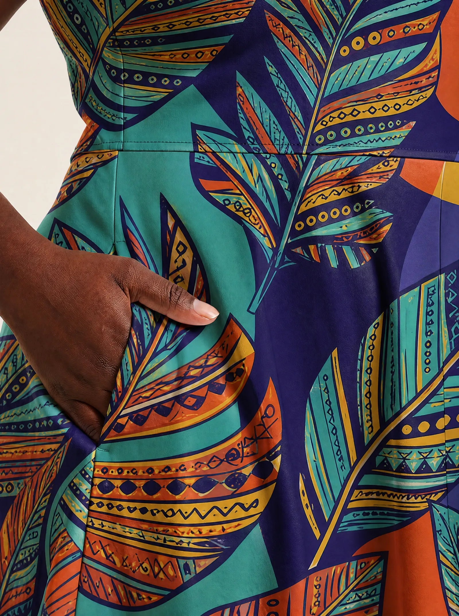 "Majani" V Neck Midi Dress