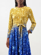"Angaza" Long Sleeve Midaxi Dress — standing, angled view on model