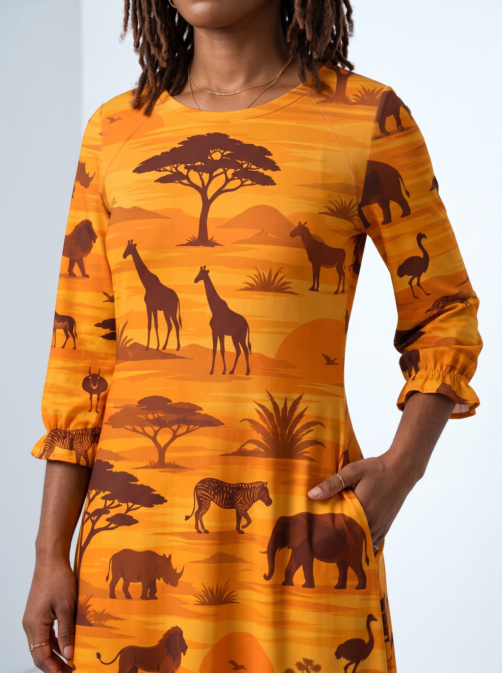 "Mbuga" Long Sleeve Maxi Dress