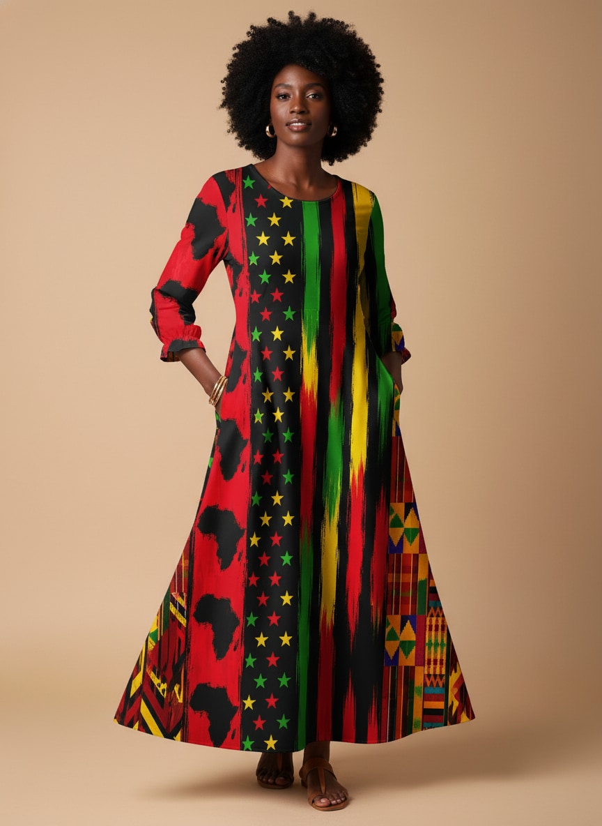 "Watu" Long Sleeve Maxi Dress
