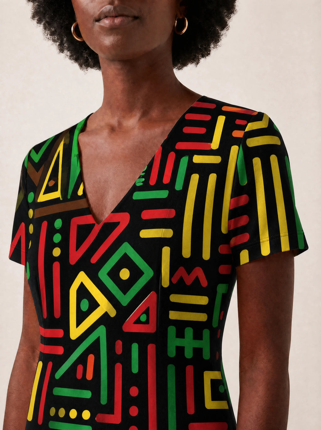 "Nairobi" V Neck Midi Dress