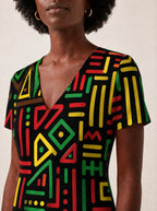 "Nairobi" V Neck Midi Dress