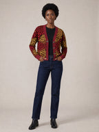 "Mavuno" Cardigan — on model with hands in her jeans pockets