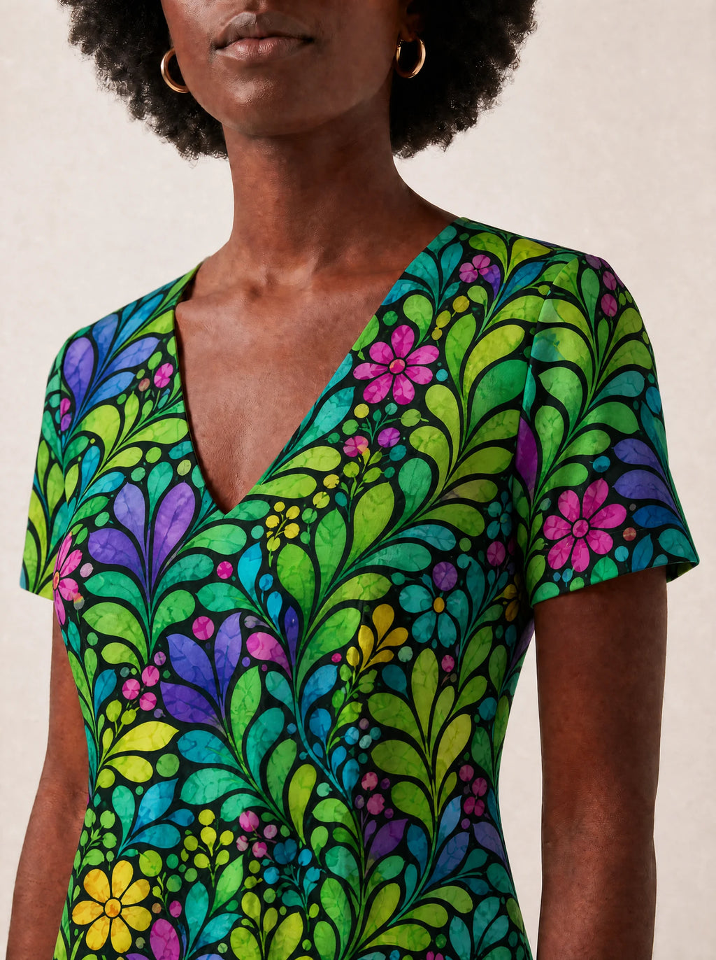 "Zumaridi" V Neck Midi Dress