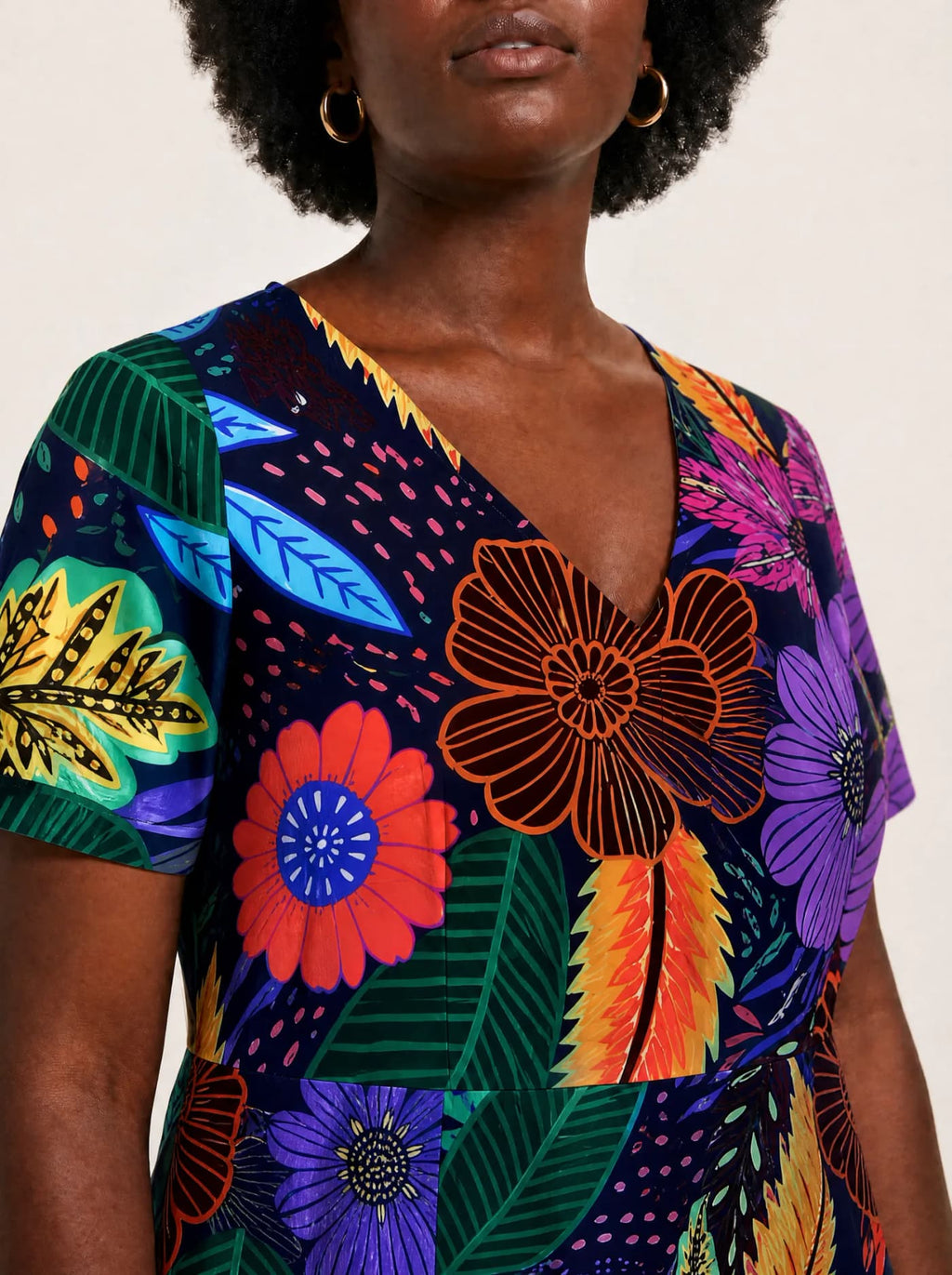 "Bustani" V Neck Midi Dress Promo