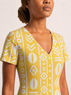 "Oshun Dhahabu" V Neck Midi Dress