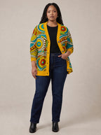 "Taji" Cardigan — on model with hands in her jeans pockets
