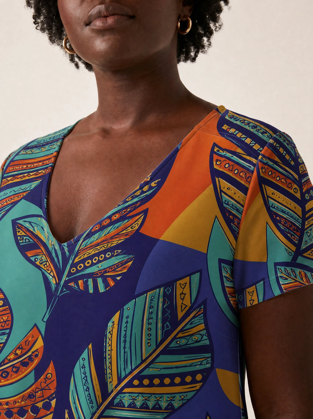 "Majani" V Neck Midi Dress