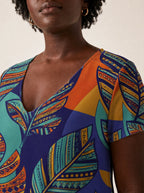 "Majani" V Neck Midi Dress
