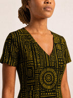 "Lamu" V Neck Midi Dress