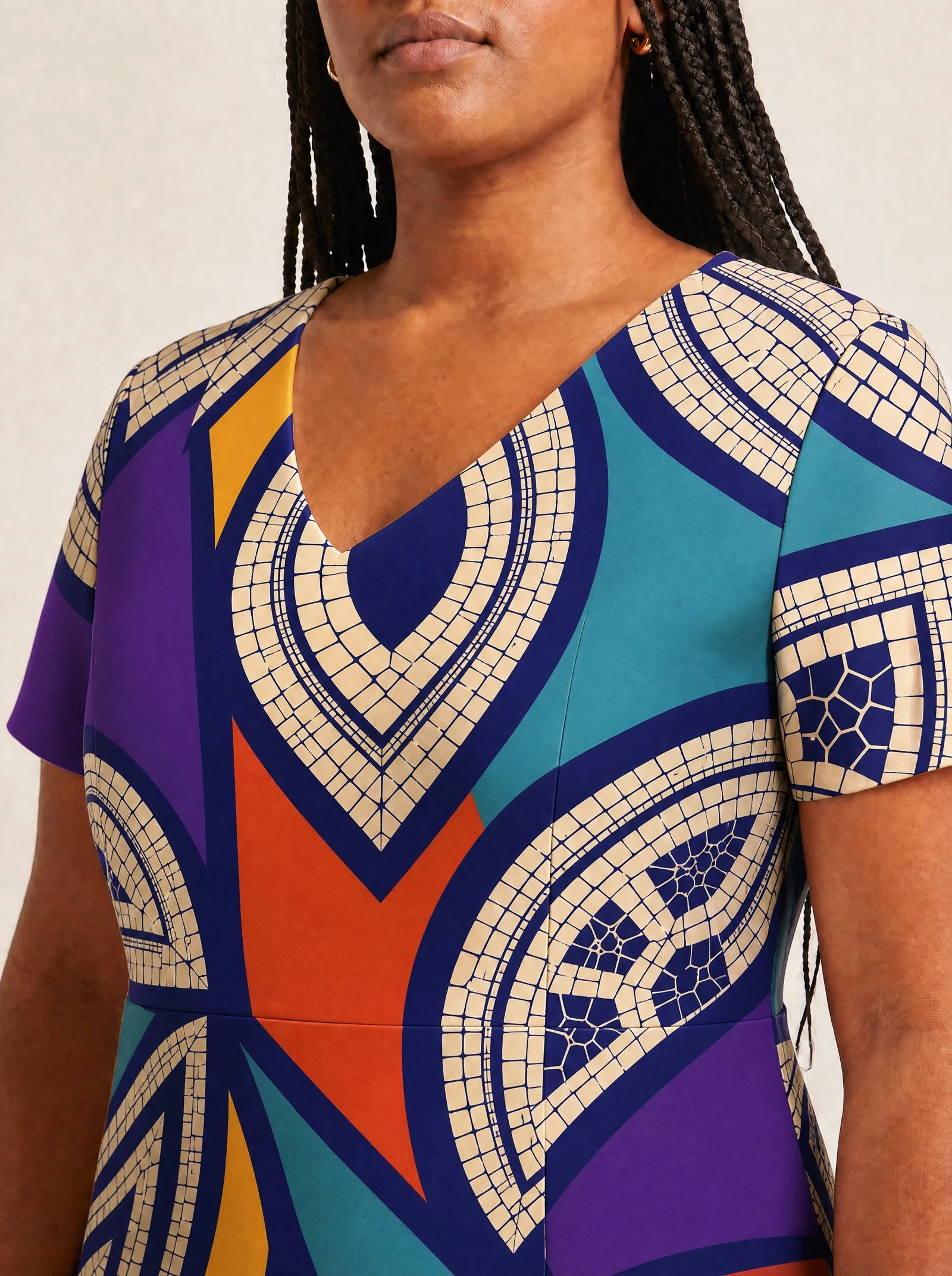 "Johari" V Neck Midi Dress