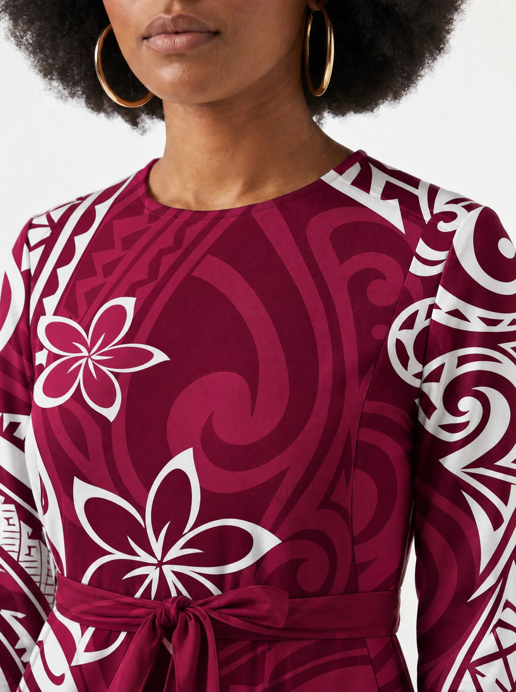 "Lehua" Long Sleeve Midaxi Dress — three-quarter view on model