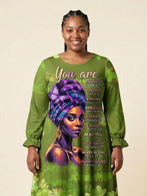Green Orchid Long Sleeve Maxi Dress