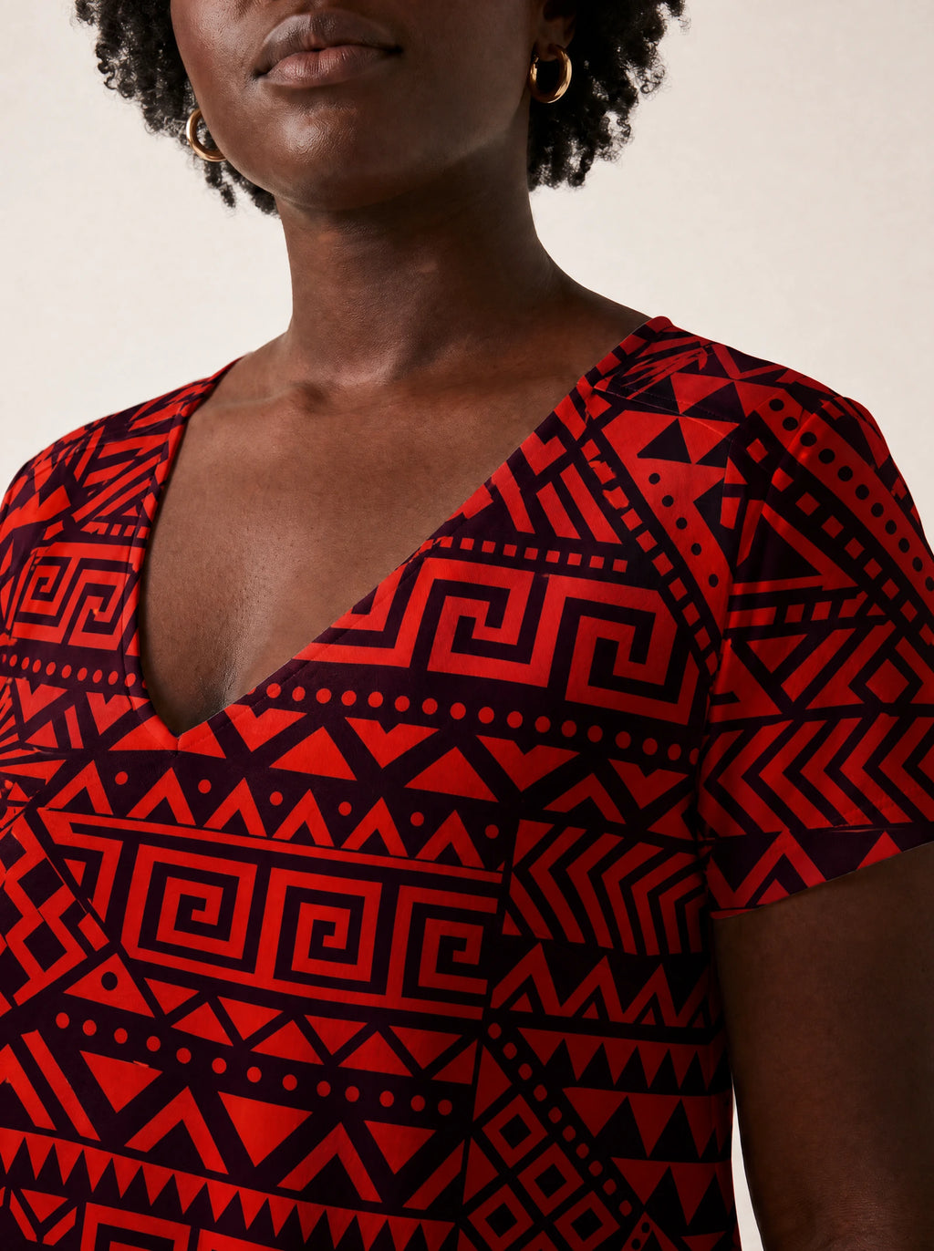 "Shaka Burgundy" V Neck Midi Dress