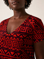 "Shaka Burgundy" V Neck Midi Dress
