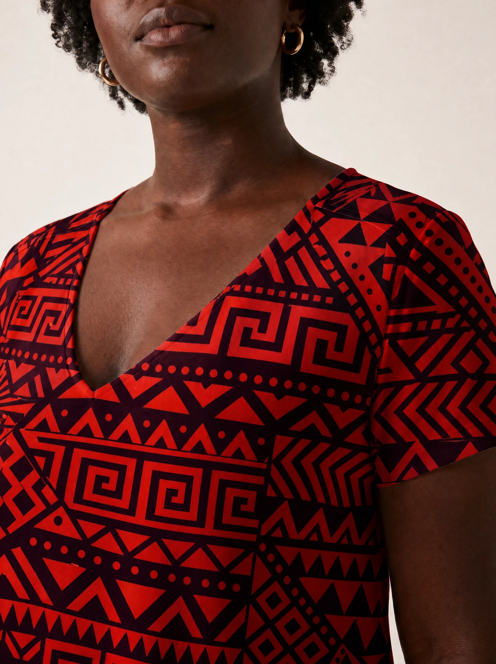 "Shaka Burgundy" V Neck Midi Dress