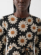 "Cheka" Halloween Long Sleeve Midaxi Dress — three-quarter view on model