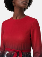 "Mwezi" Halloween Long Sleeve Midaxi Dress — three-quarter view on model