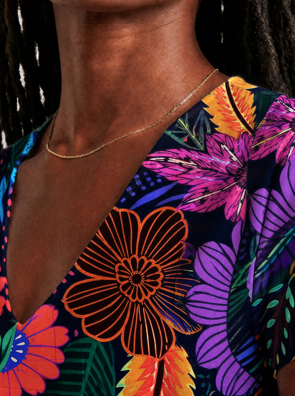 "Bustani" V Neck Midi Dress