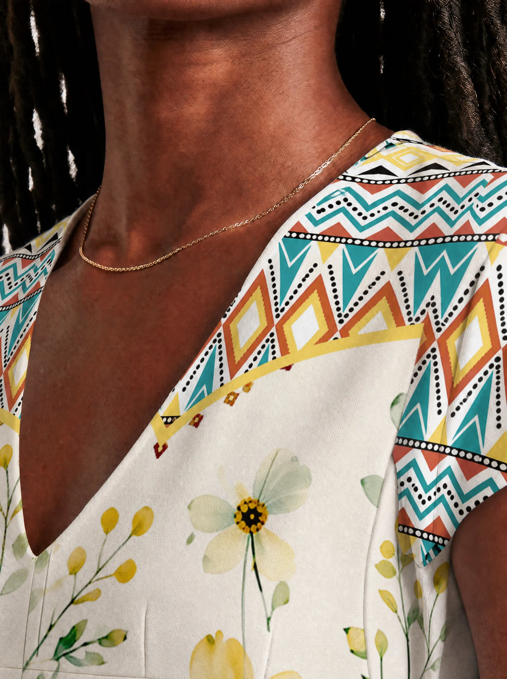 "Alizeti" V Neck Midi Dress