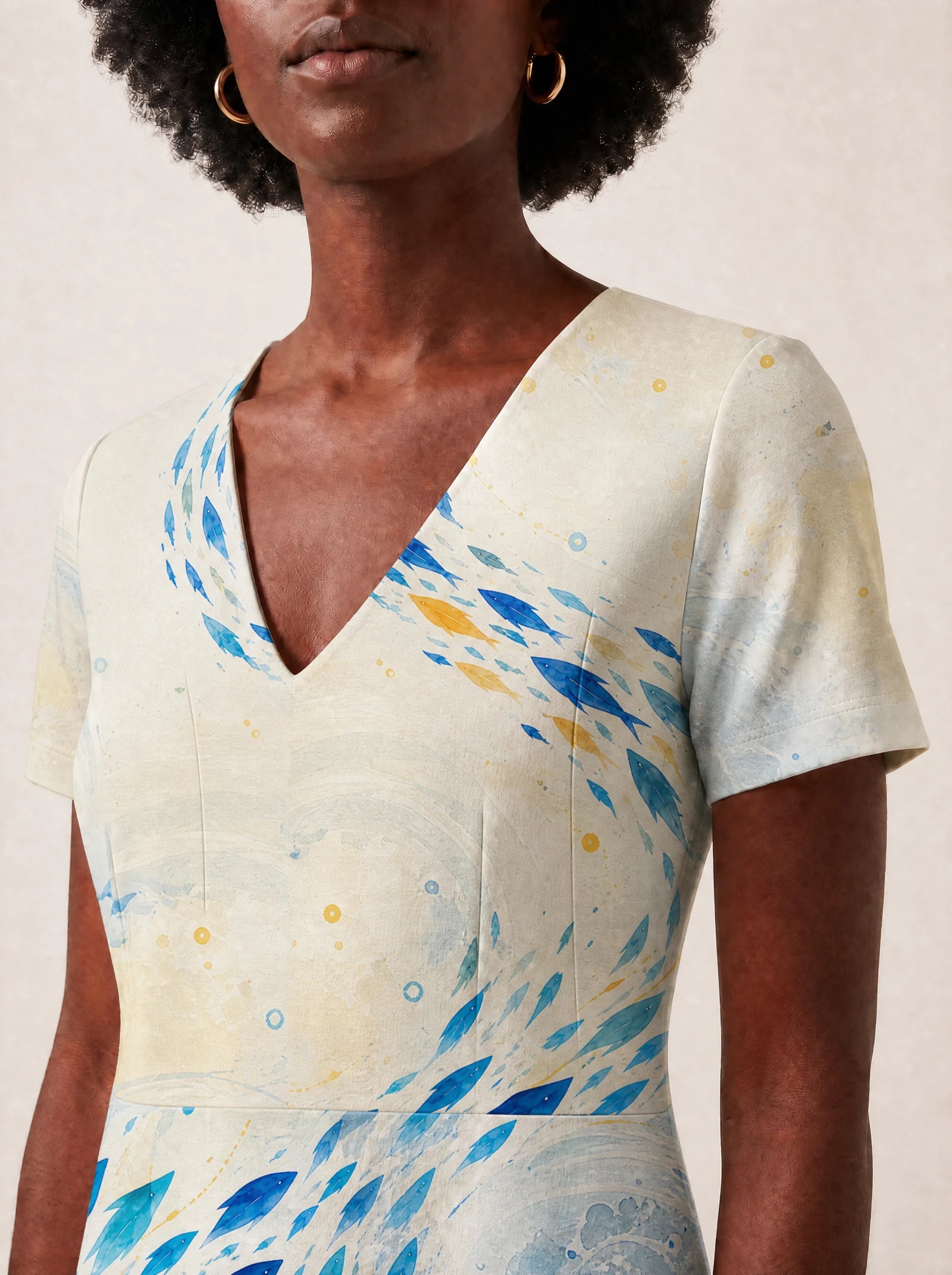 "Samaki" V Neck Midi Dress