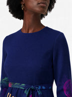 "Blue Orchid" Long Sleeve Midaxi Dress — three-quarter view on model