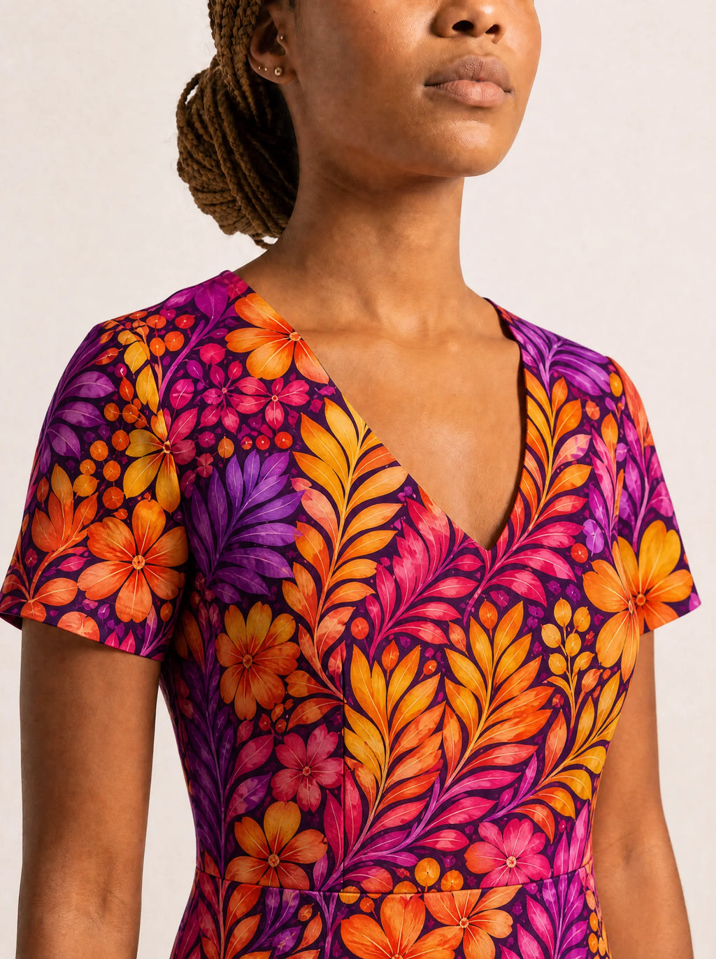 "Waridi" V Neck Midi Dress