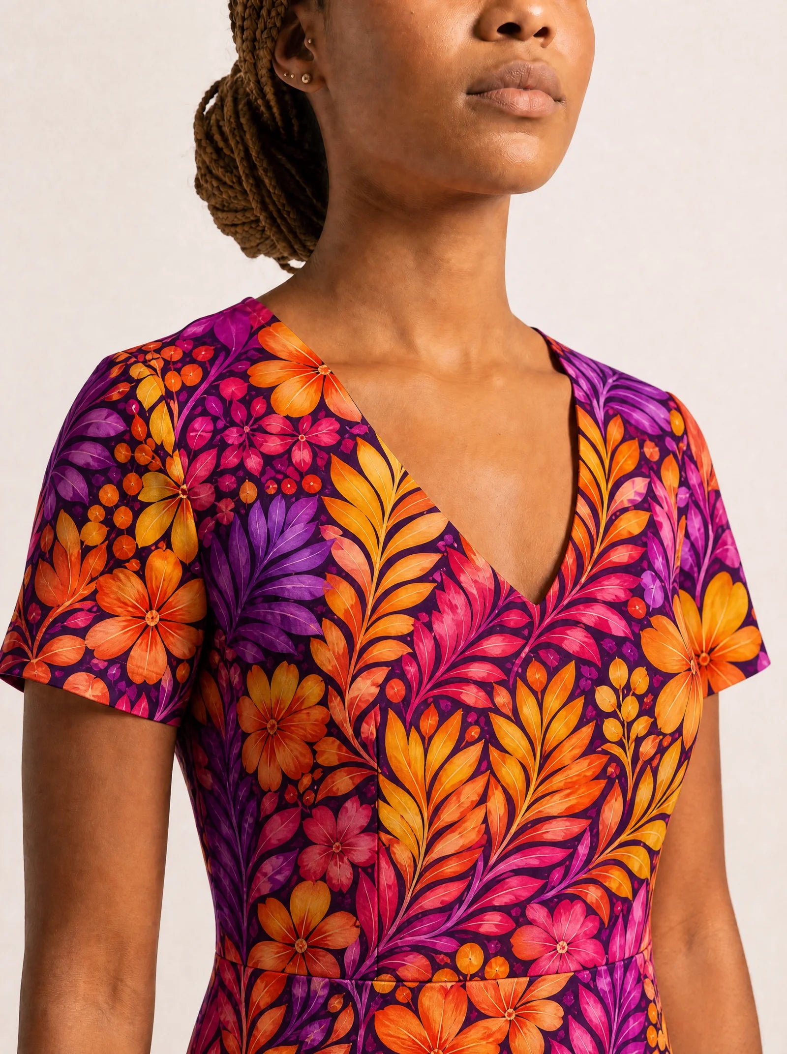 "Waridi" V Neck Midi Dress