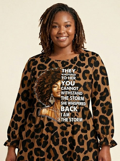 "Unstoppable" Brown Leopard Long Sleeve Maxi Dress