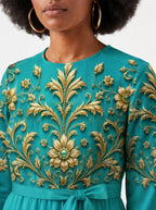 "Heshima" Long Sleeve Midaxi Dress — three-quarter view on model