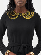 "Mamafo" Long Sleeve Midaxi Dress — three-quarter view on model