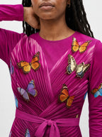 "Kipepeo" Long Sleeve Midaxi Dress — three-quarter view on model