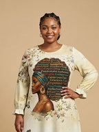 Gorgeous Black Queen Long Sleeve Maxi Dress