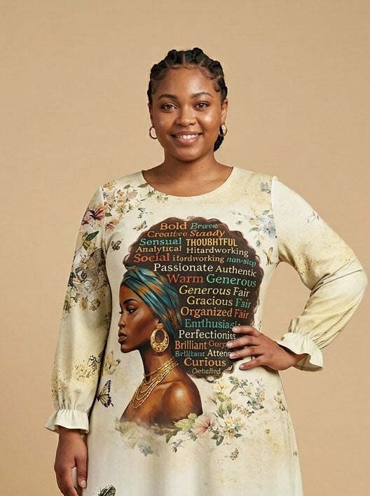 Gorgeous Black Queen Long Sleeve Maxi Dress