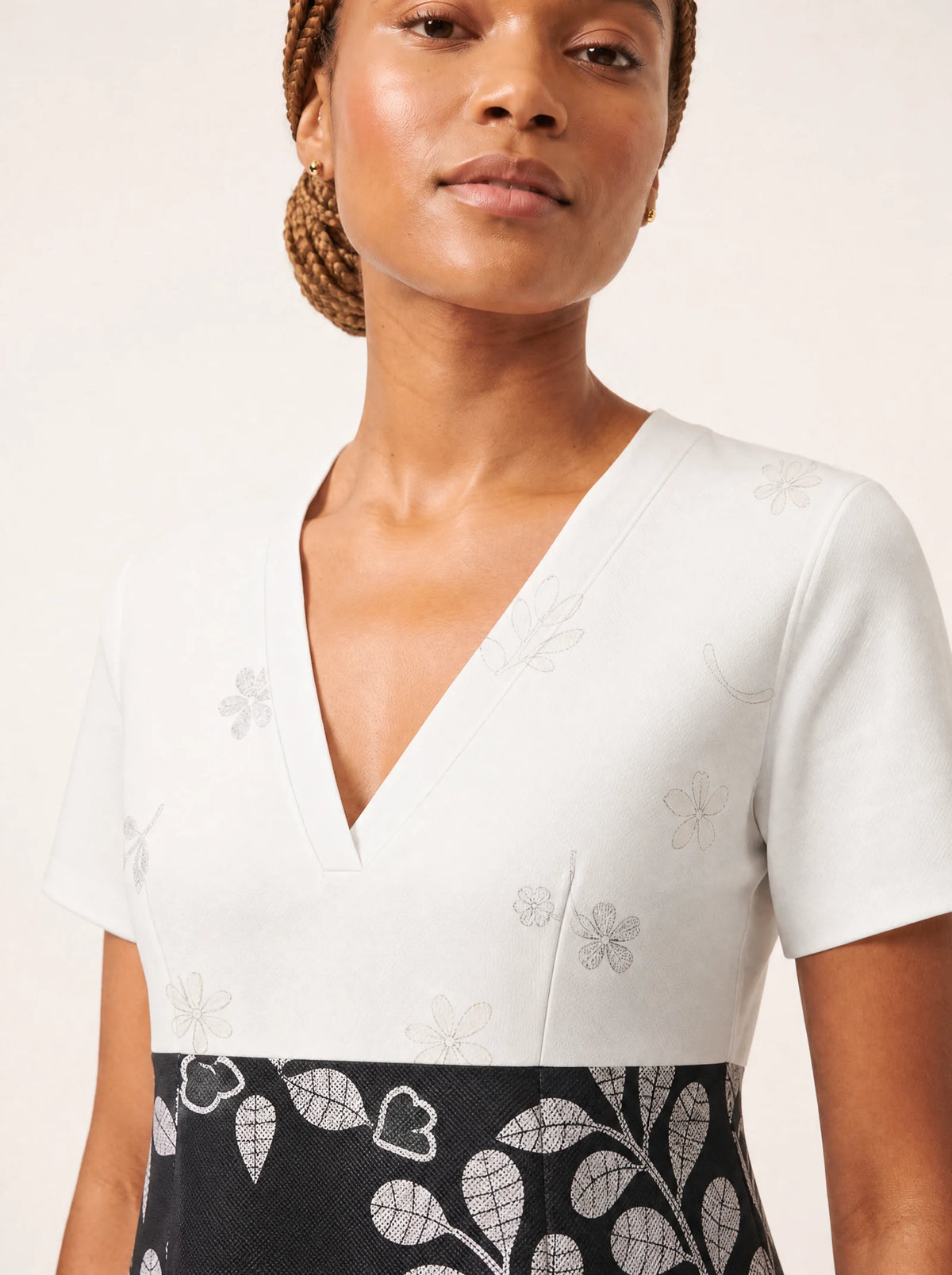 "Kivuli" V Neck Midi Dress — on model