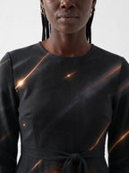 "Mwako" Halloween Long Sleeve Midaxi Dress — three-quarter view on model