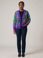 "Upinde" Cardigan — on model with hands in her jeans pockets