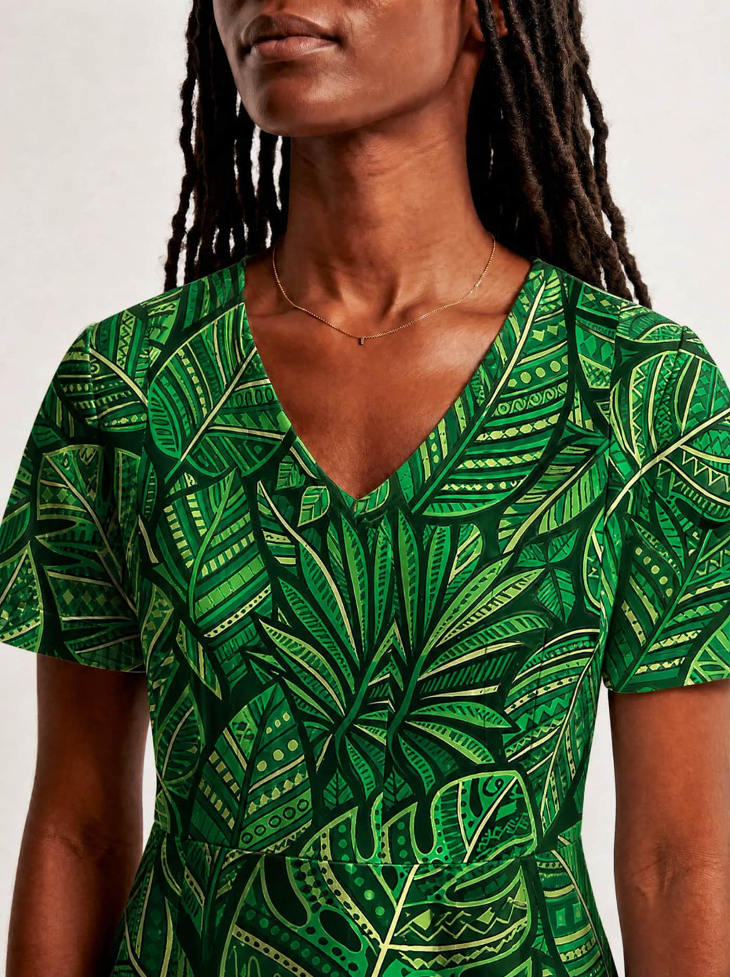 "Asili Emerald" V Neck Midi Dress Promo