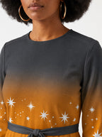 "Nuru" Long Sleeve Midaxi Dress — three-quarter view on model