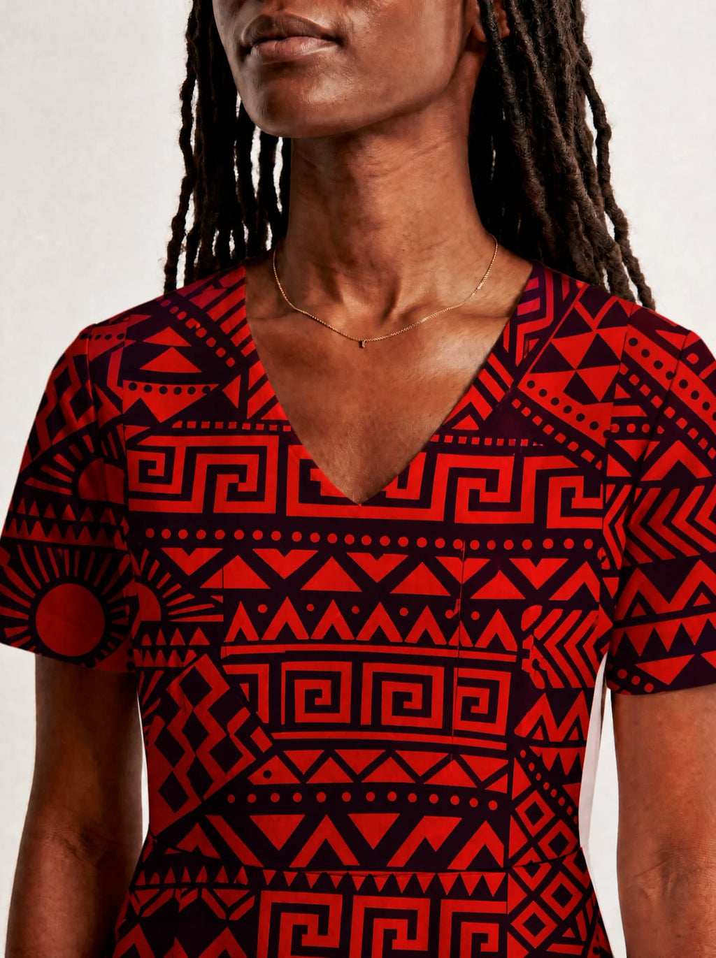 "Shaka Burgundy" V Neck Midi Dress Promo
