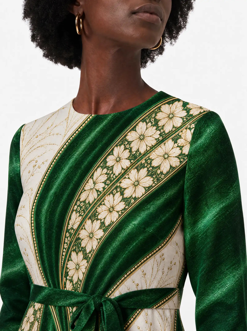 "Maile" Long Sleeve Midaxi Dress — three-quarter view on model