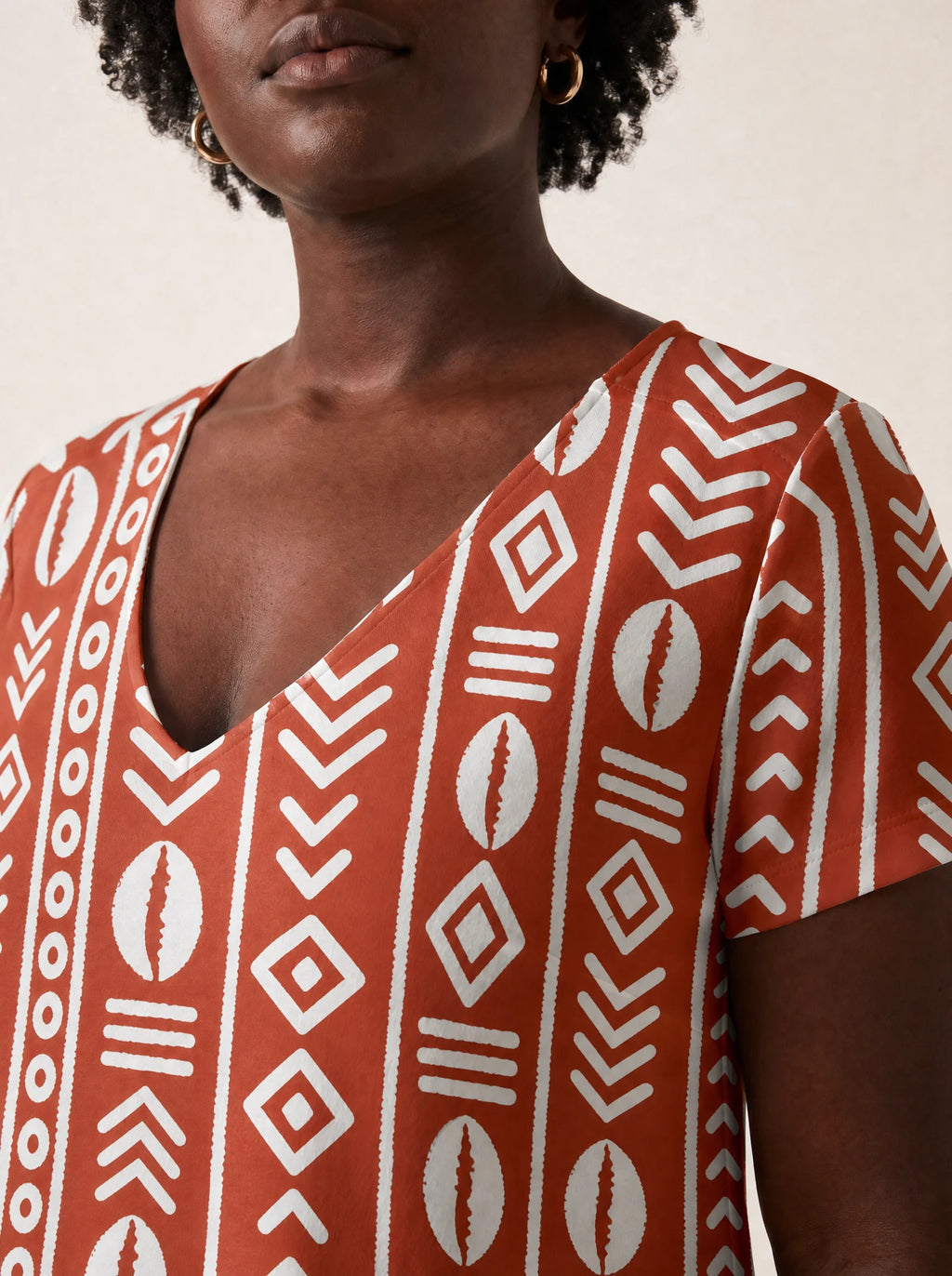 "Oshun Kijani" V Neck Midi Dress