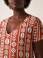 "Oshun Kijani" V Neck Midi Dress
