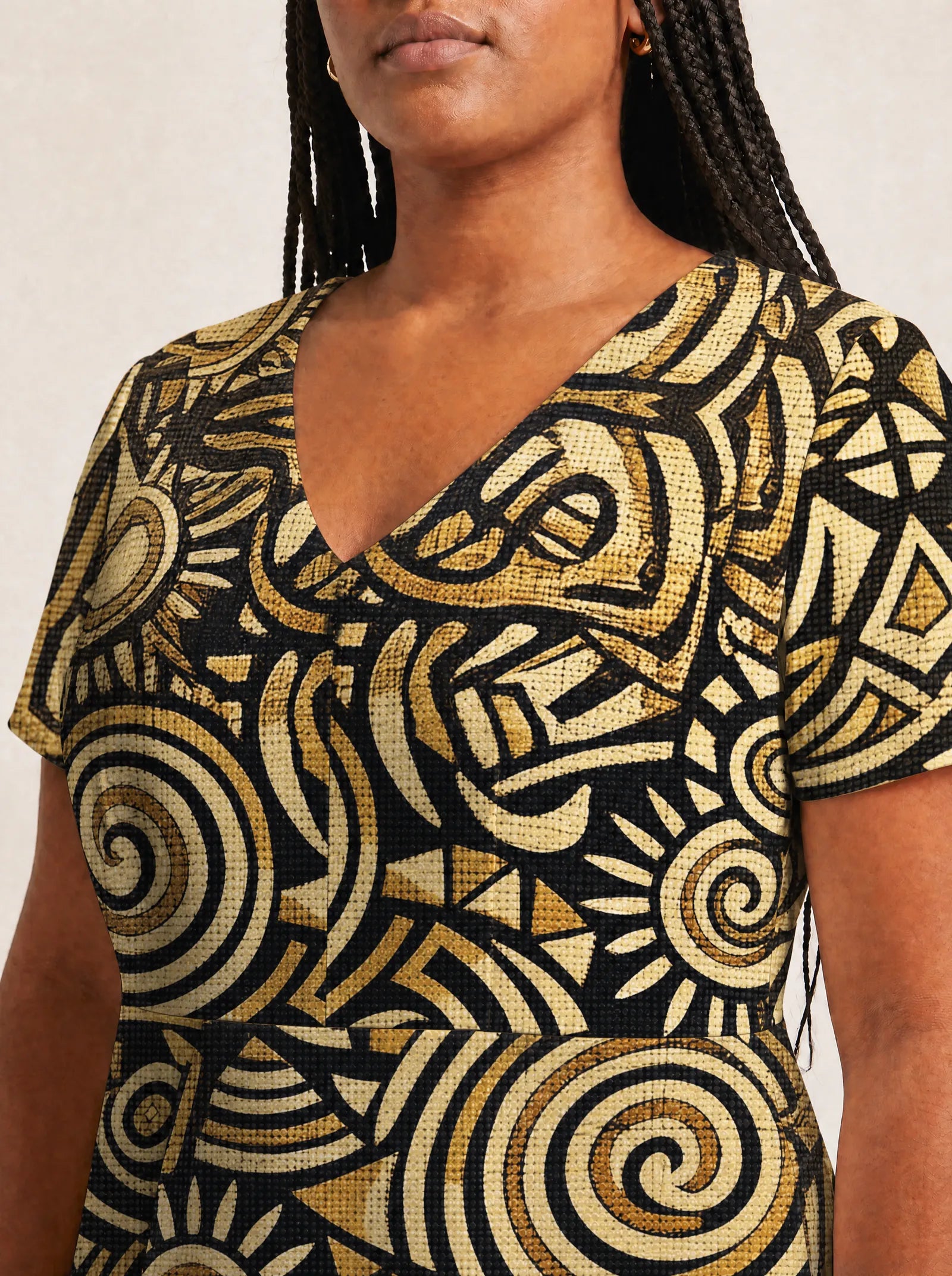 "Sahara" V Neck Midi Dress