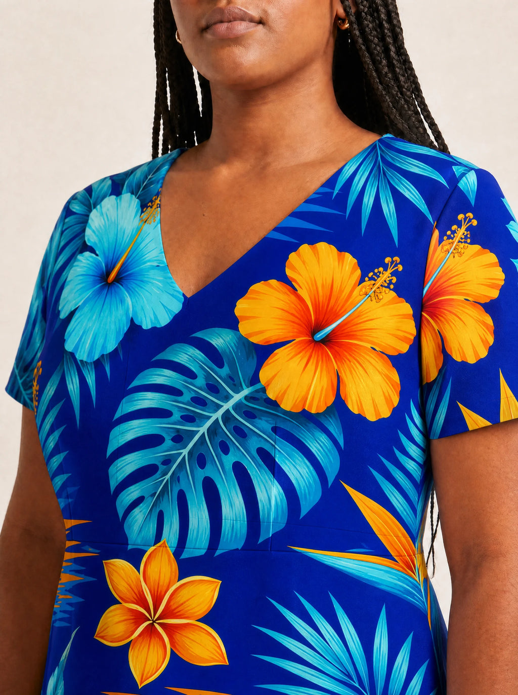 "Maua" V Neck Midi Dress