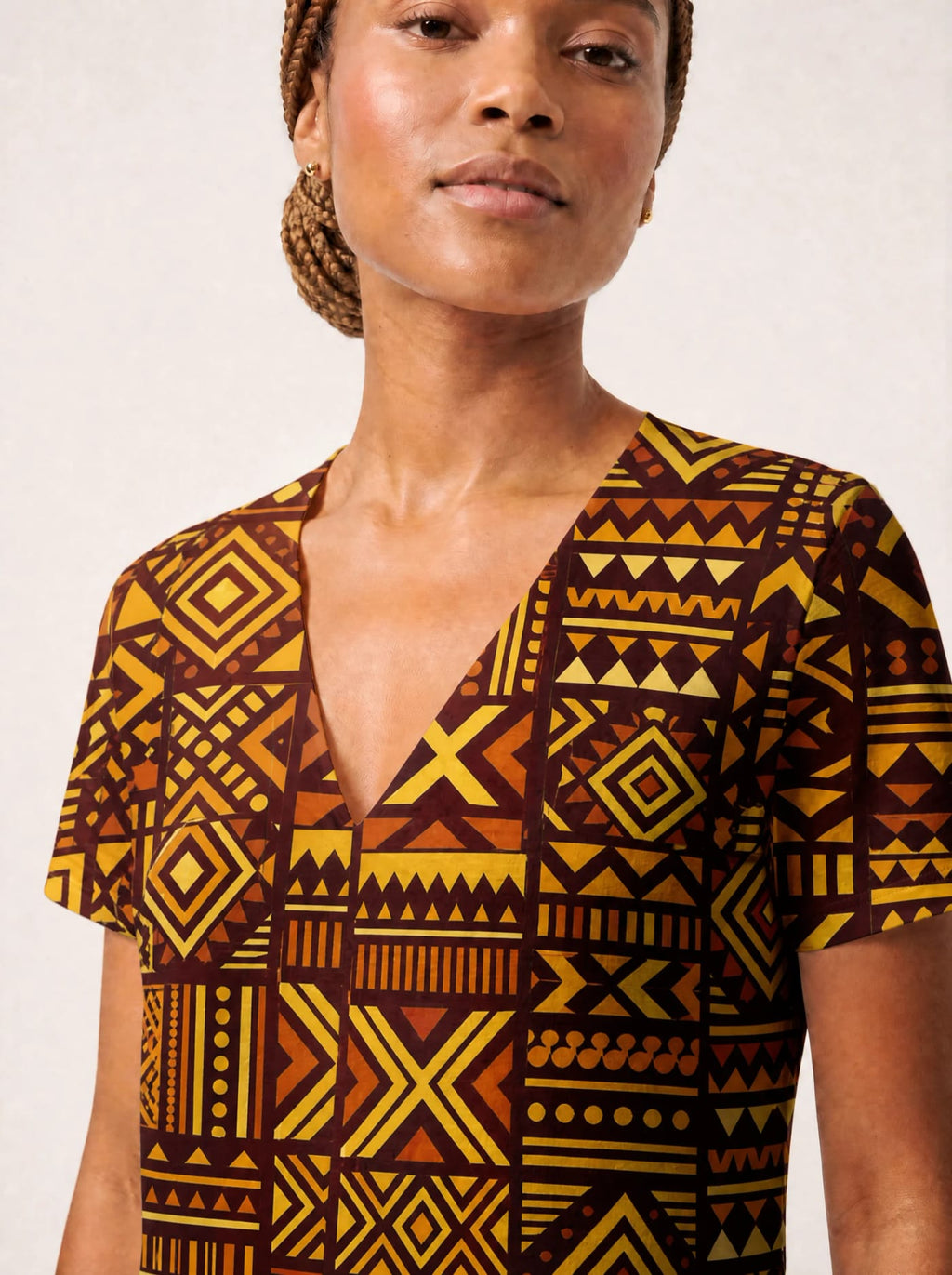 "Mudcloth" V Neck Midi Dress Promo