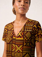 "Mudcloth" V Neck Midi Dress Promo
